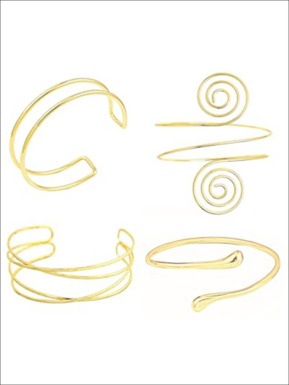 Minimalist Gold Plated Adjustable Arm Cuff Bracelet Set Women Jewelry